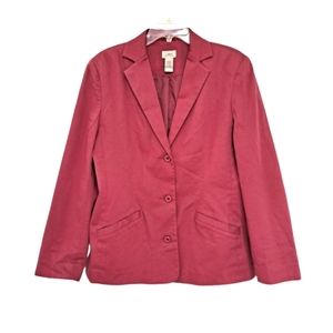 L.L. Bean Berry Pink Classic Cotton Blend 3 Button Blazer Jacket sz12